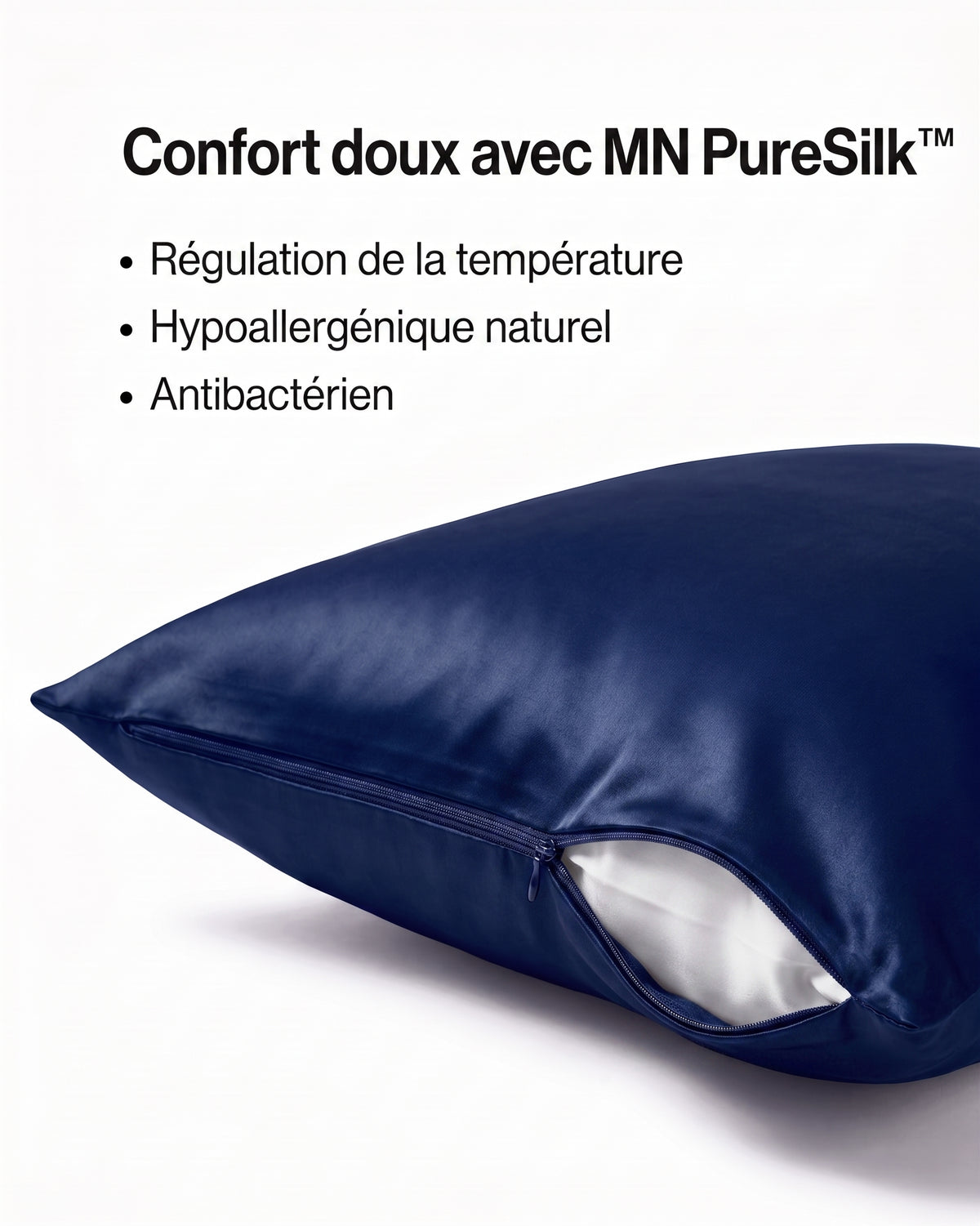 Taie En Soie Premium - Bleu Nuit