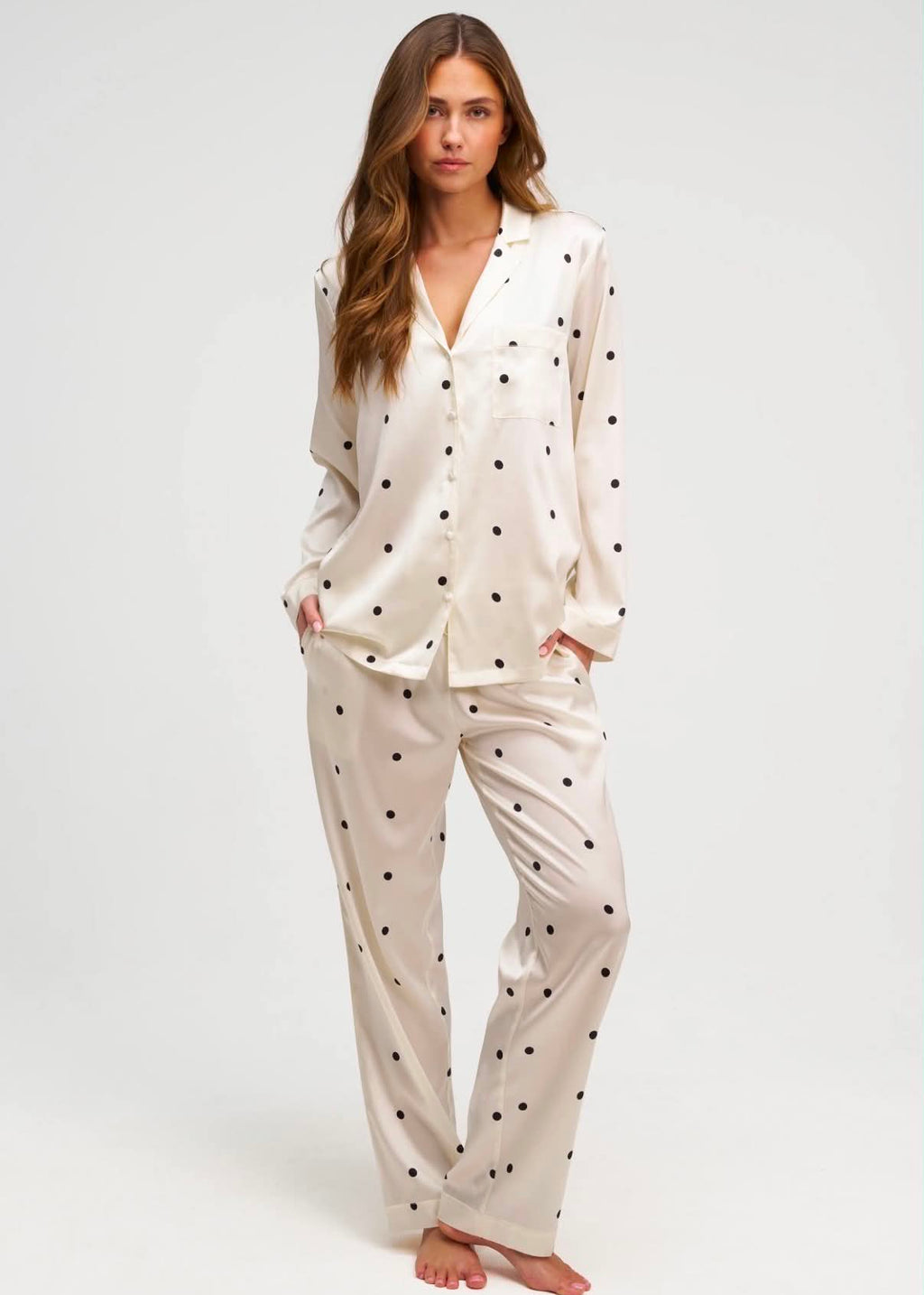 Pyjama en Soie - Satin À Pois